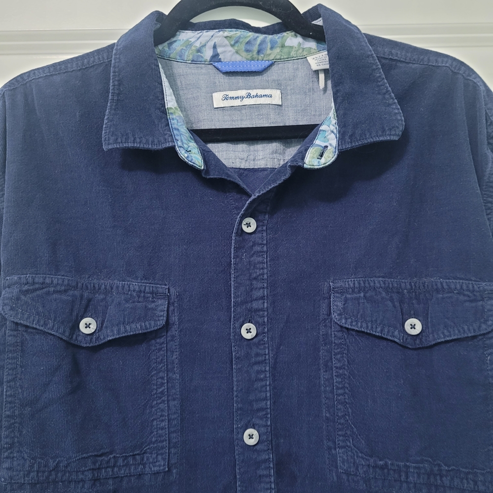 Tommy Bahama Men's Corduroy Sun Coast Corduroy Blue Jean Button Shirt Size XL